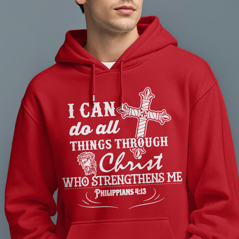 Quotation Style I Can Do All Things Fleece Lined Polyester Hoodie