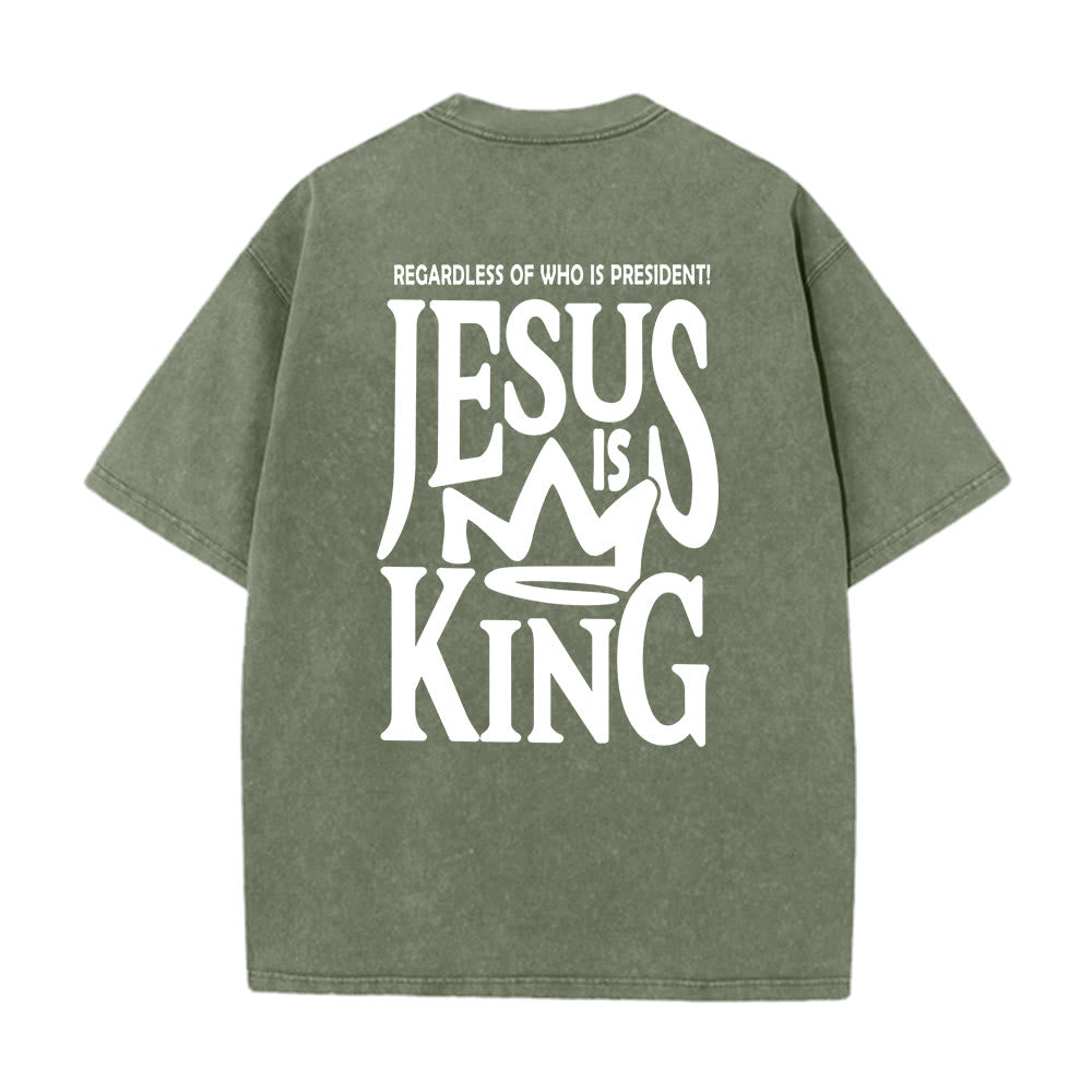 Christianartworkshop Jesus is King Statement Unisex Washed T-Shirt