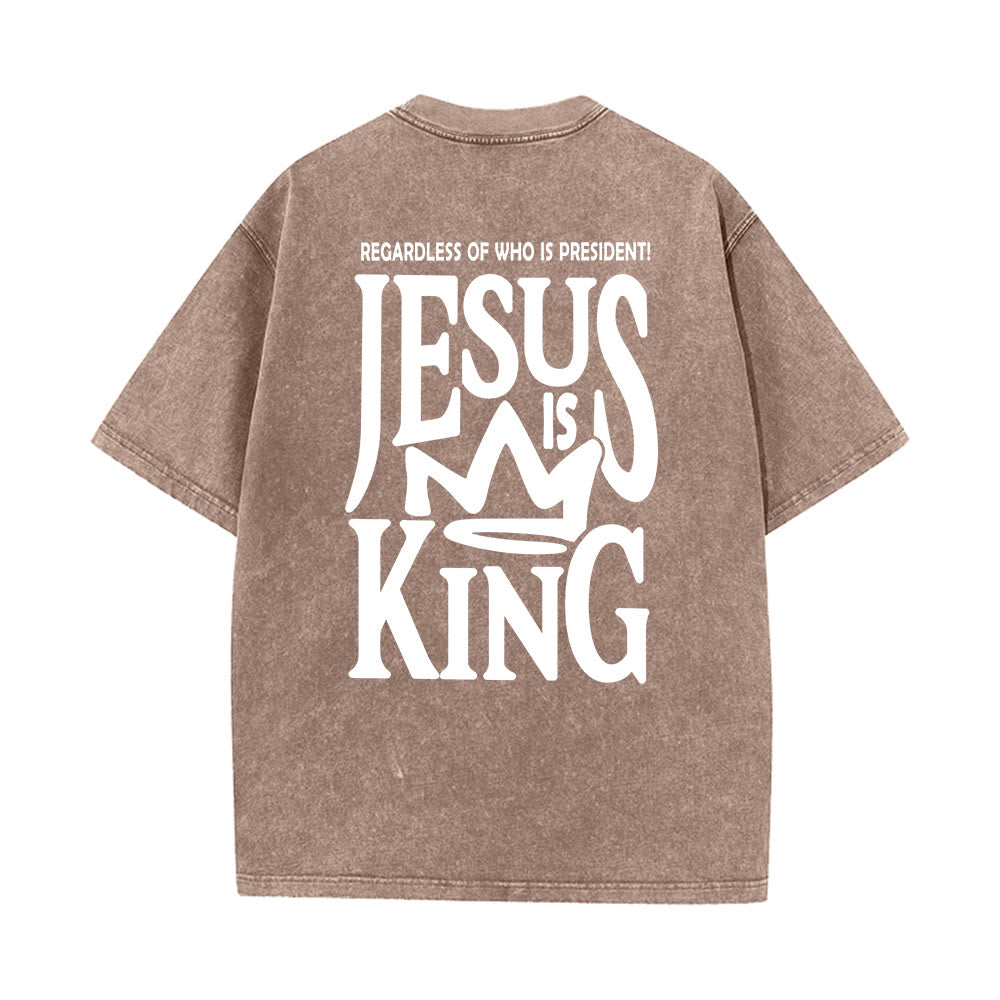 Christianartworkshop Jesus is King Statement Unisex Washed T-Shirt