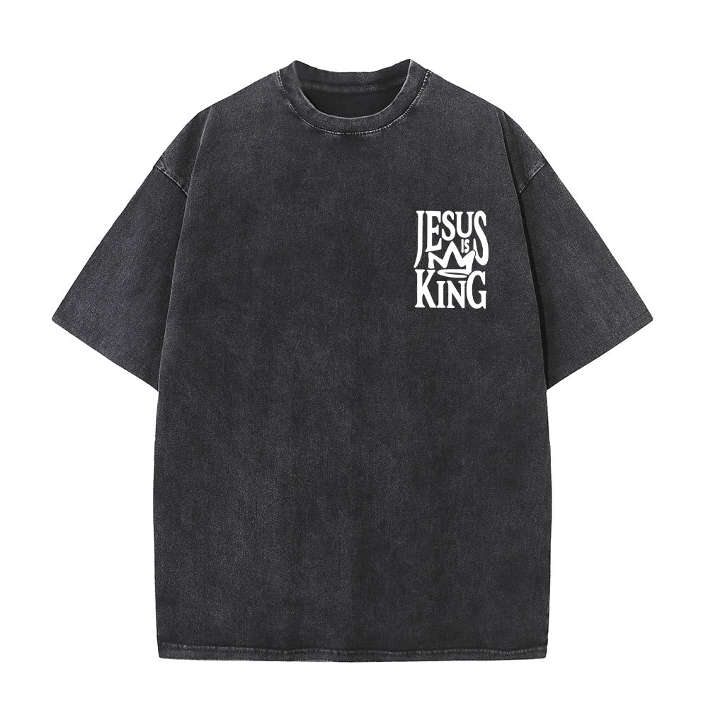 Christianartworkshop Jesus is King Statement Unisex Washed T-Shirt