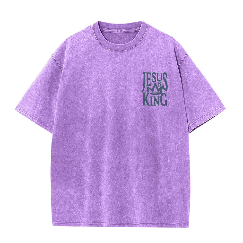 Christianartworkshop Jesus is King Statement Unisex Washed T-Shirt