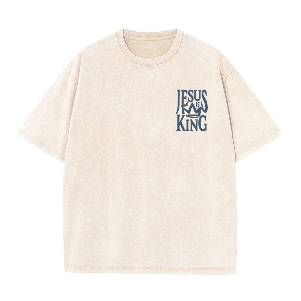 Christianartworkshop Jesus is King Statement Unisex Washed T-Shirt