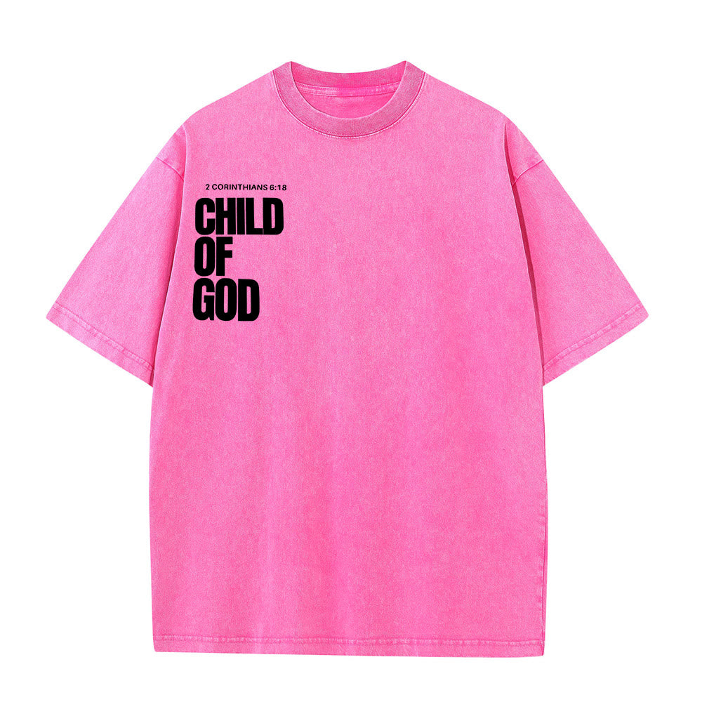 Christianartworkshop Minimalist Child of God Unisex Washed T-Shirt: Bold Faith in Clean Design