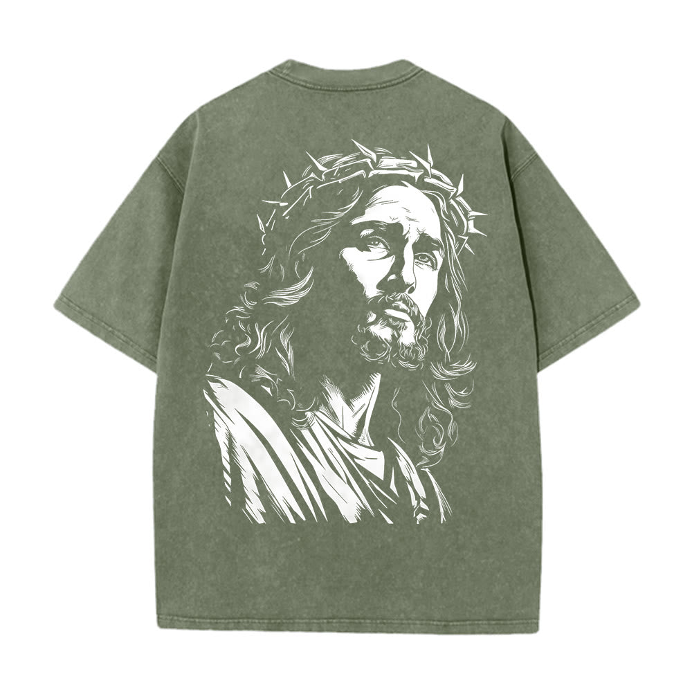 Christianartworkshop Vintage Style Jesus Christ Unisex Washed T-shirt