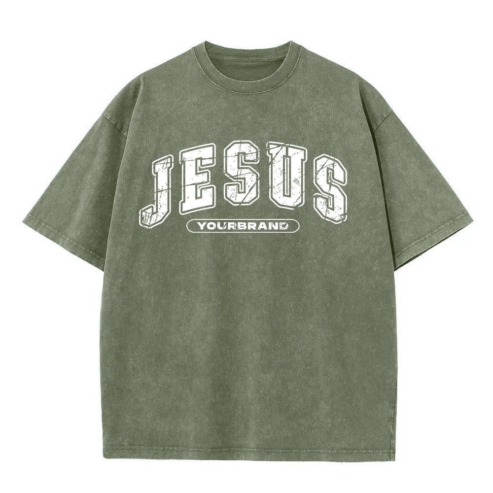 Christianartworkshop Vintage Style Jesus Christ Unisex Washed T-shirt