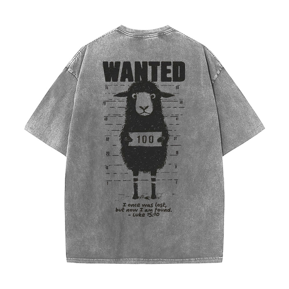 Christianartworkshop Wanted Sheep Unisex Washed T-shirt