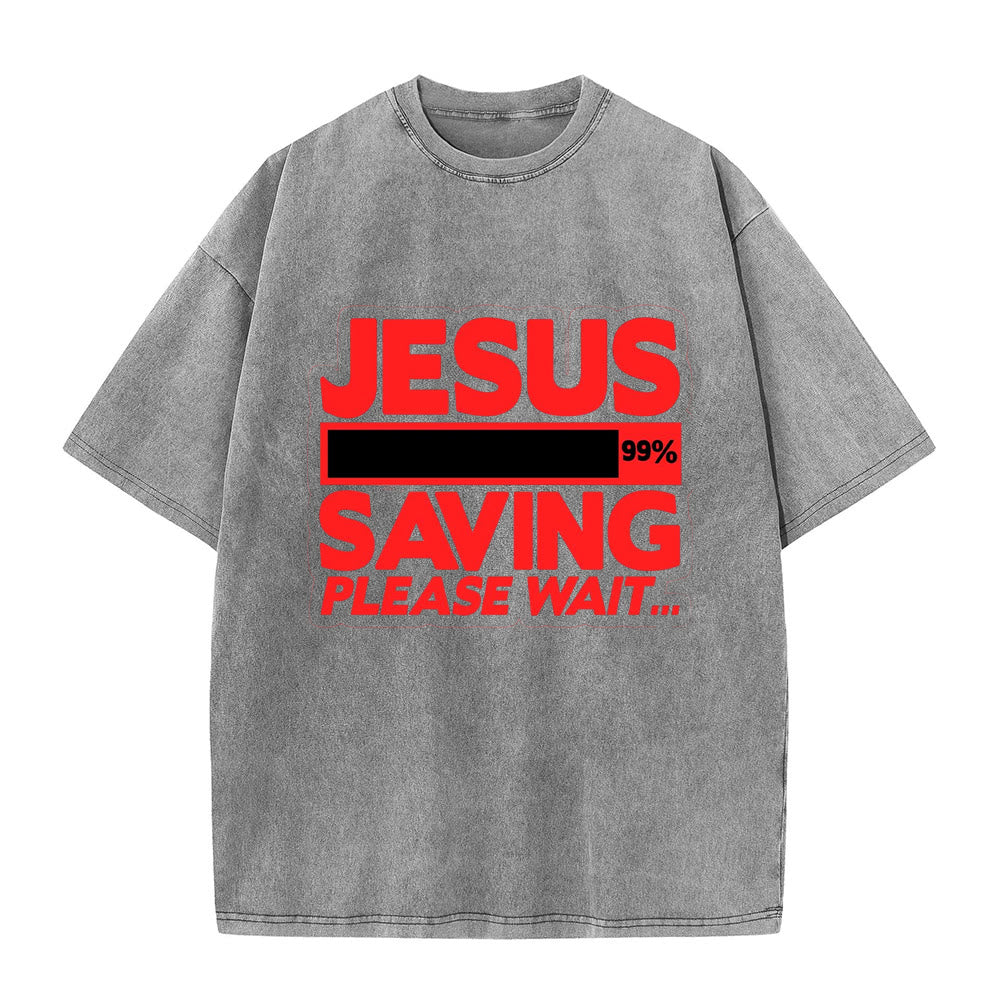 Christianartworkshop Jesus Saving Please Wait Unisex Washed T-shirt