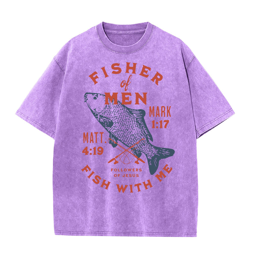 Christianartworkshop Followers of Jesus Fisher of Men Unisex Washed T-Shirt