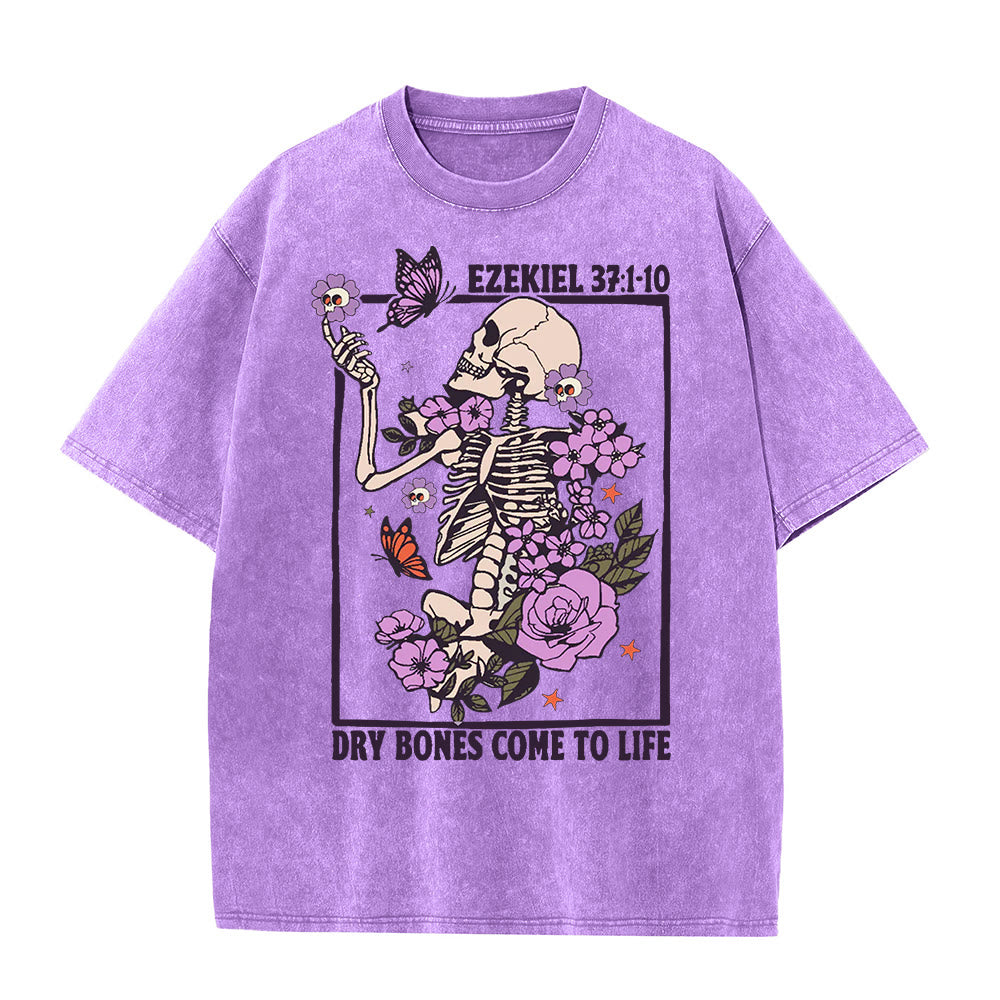 Christianartworkshop Vintage Dry Bones Come To Life Unisex Washed T-Shirt