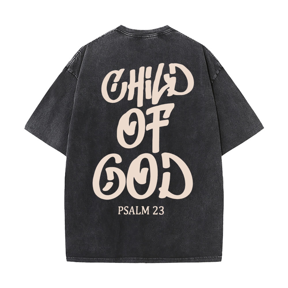 Christianartworkshop Chic Spiritual Child of God Psalm 23 Unisex Washed T-Shirt