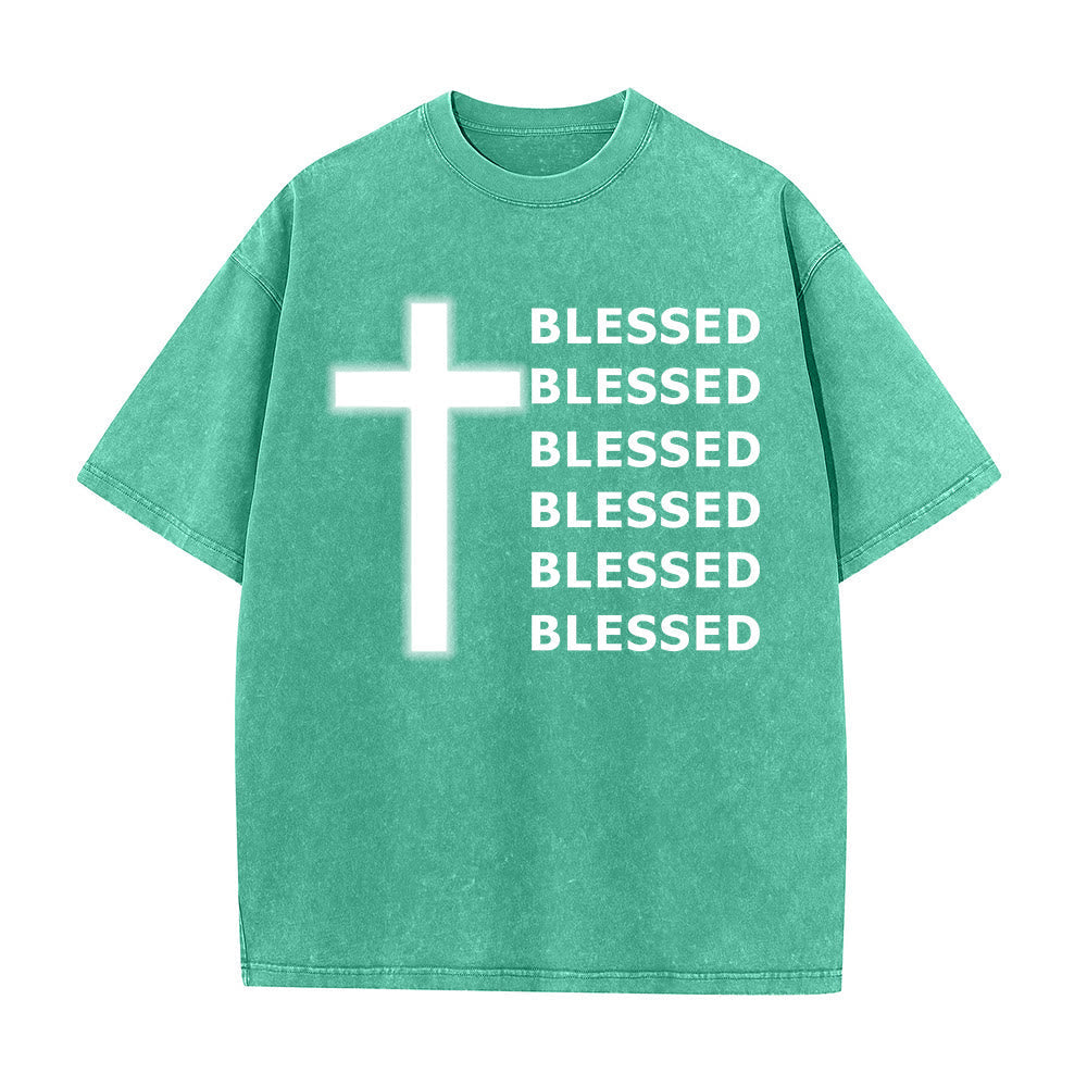 Christianartworkshop Gratitude-Filled Blessed Statement Unisex Washed T-Shirt