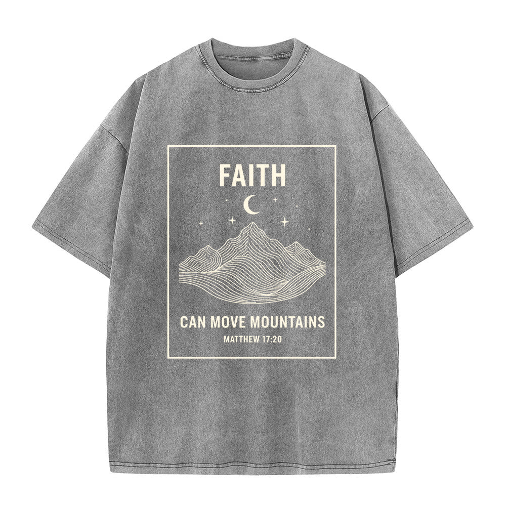 Christianartworkshop Faith Can Move Mountains Matthew 17:20 Unisex Washed T-Shirt