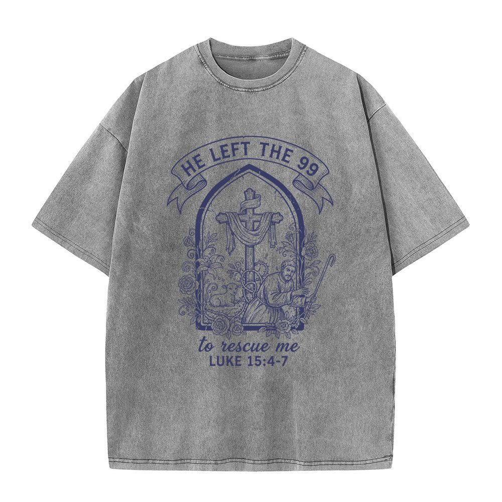 Christianartworkshop His Relentless Care Shepherd & Lamb Unisex Washed T-Shirt
