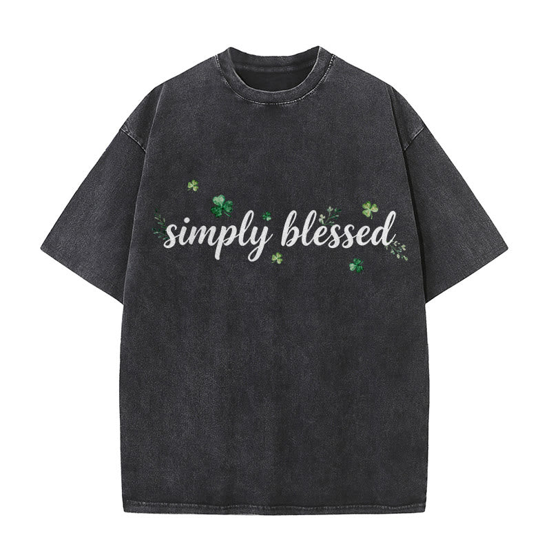 Christianartworkshop Not Lucky Simply Blessed Psalm 34:8 Unisex Washed T-Shirt