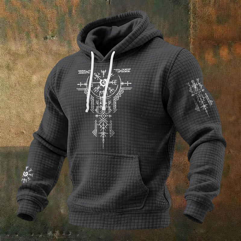 WorldNorse Norse Rune Compass Waffle Hoodie