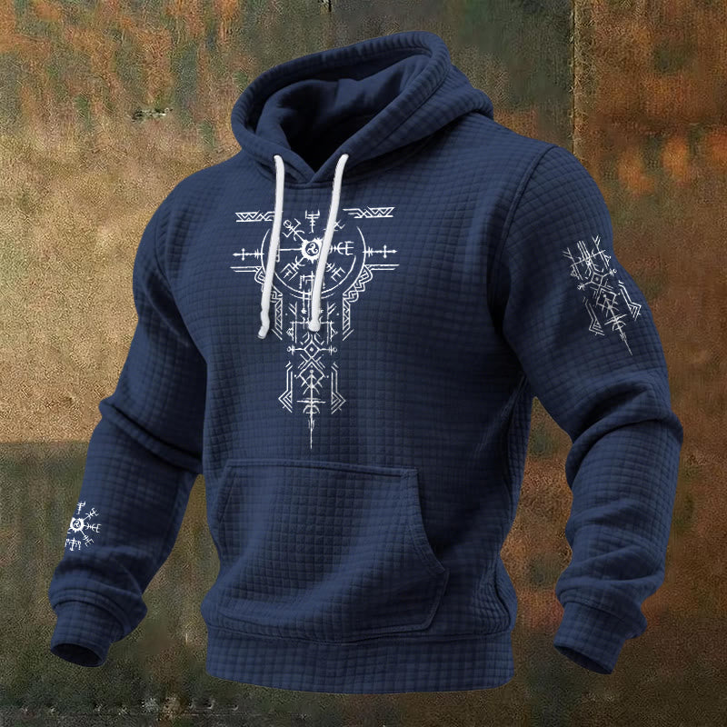 WorldNorse Norse Rune Compass Waffle Hoodie