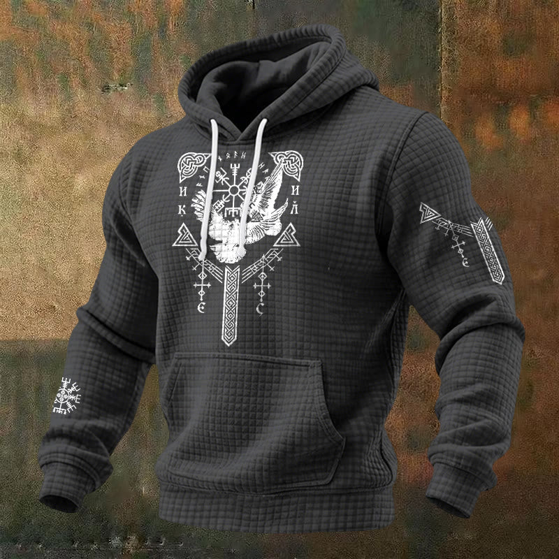 WorldNorse Viking Raven Celtic Knot Waffle Hoodie