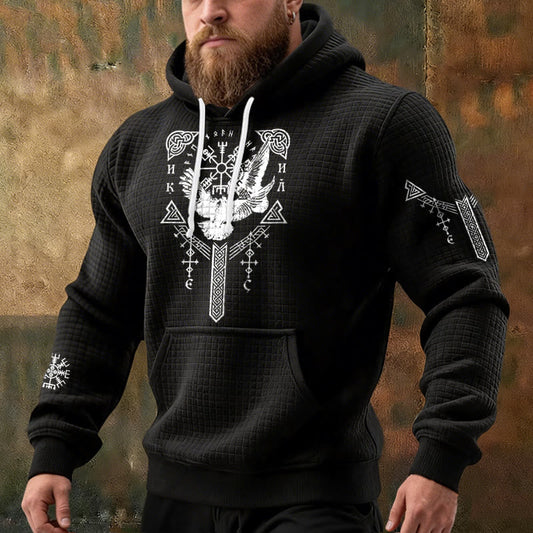 WorldNorse Viking Raven Celtic Knot Waffle Hoodie