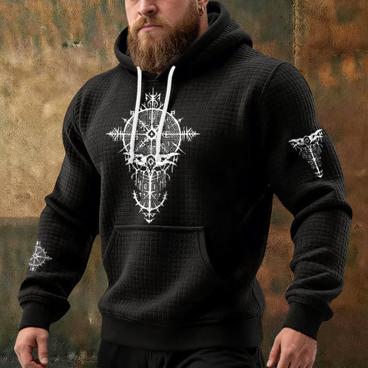 WorldNorse Norse Rune Geometric Waffle Hoodie