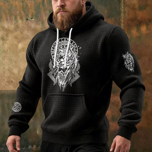 WorldNorse Norse Fenrir Totem Waffle Hoodie