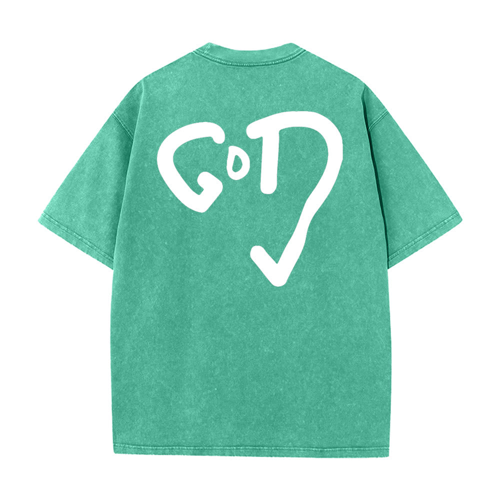 Christianartworkshop God Heart Unisex Washed T-shirt