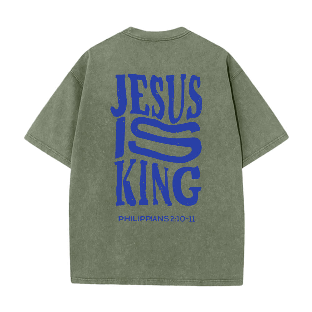 Christianartworkshop Jesus Is King Graphic Unisex Washed T-Shirt