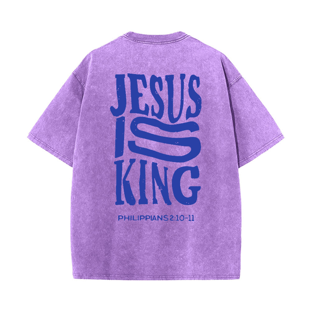Christianartworkshop Jesus Is King Graphic Unisex Washed T-Shirt