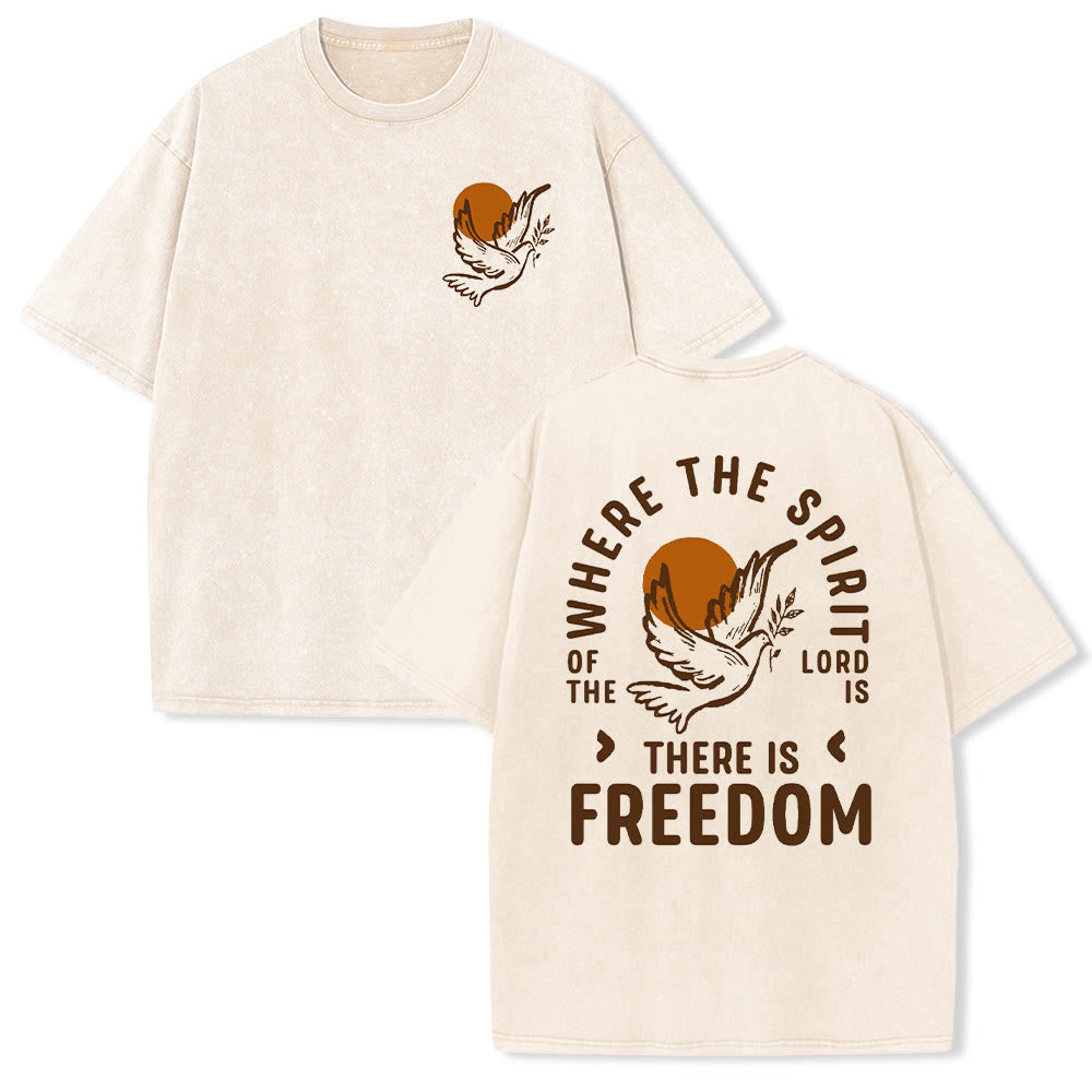 Christianartworkshop Spirit of the Lord and Freedom Unisex Washed T-Shirt