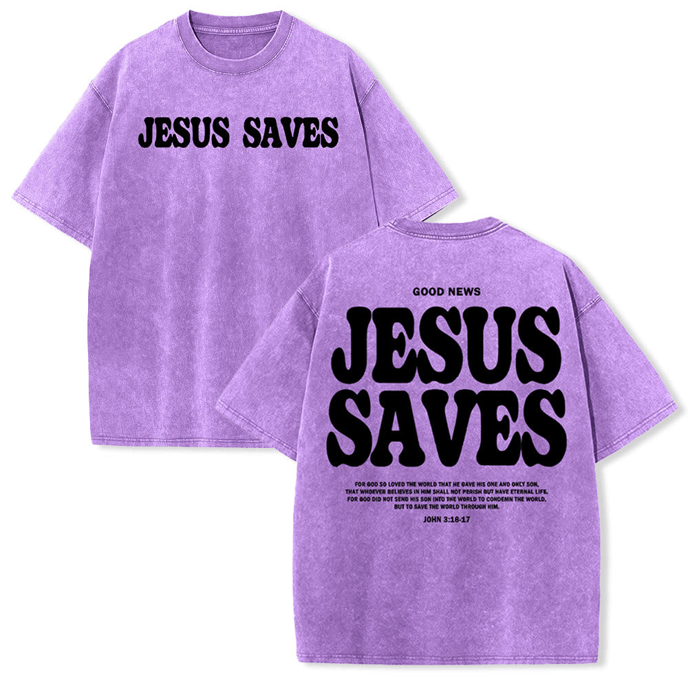 Christianartworkshop Jesus Saves Unisex Washed T-Shirt