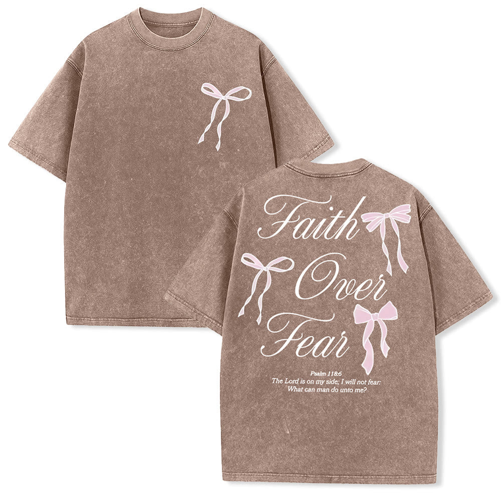 Christianartworkshop Faith Over Fear Unisex Washed T-Shirt