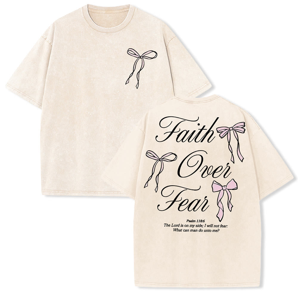 Christianartworkshop Faith Over Fear Unisex Washed T-Shirt
