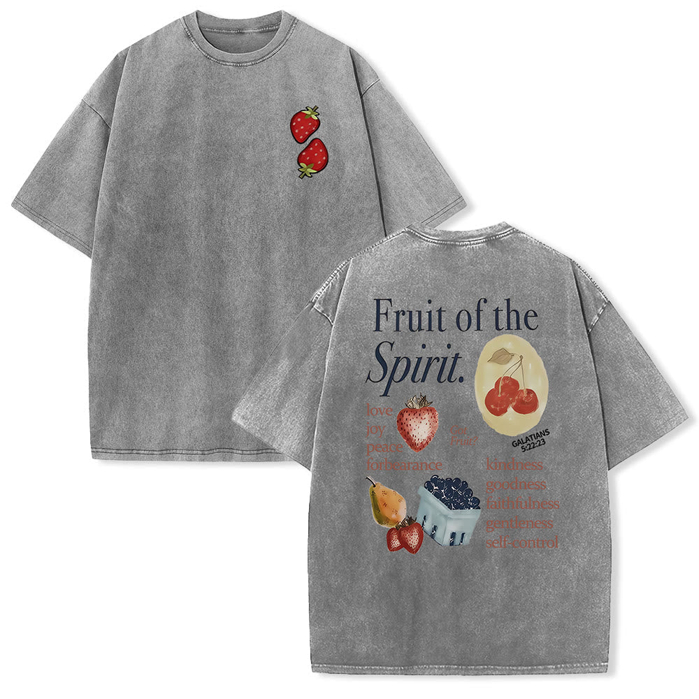 Christianartworkshop Fruit Of The Spirit Double Sided Unisex Washed T-shirt