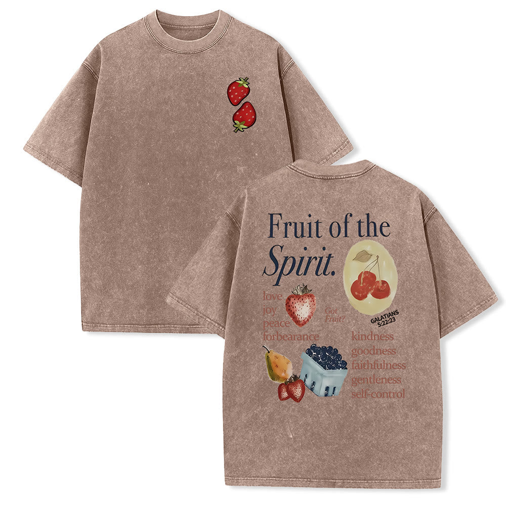 Christianartworkshop Fruit Of The Spirit Double Sided Unisex Washed T-shirt