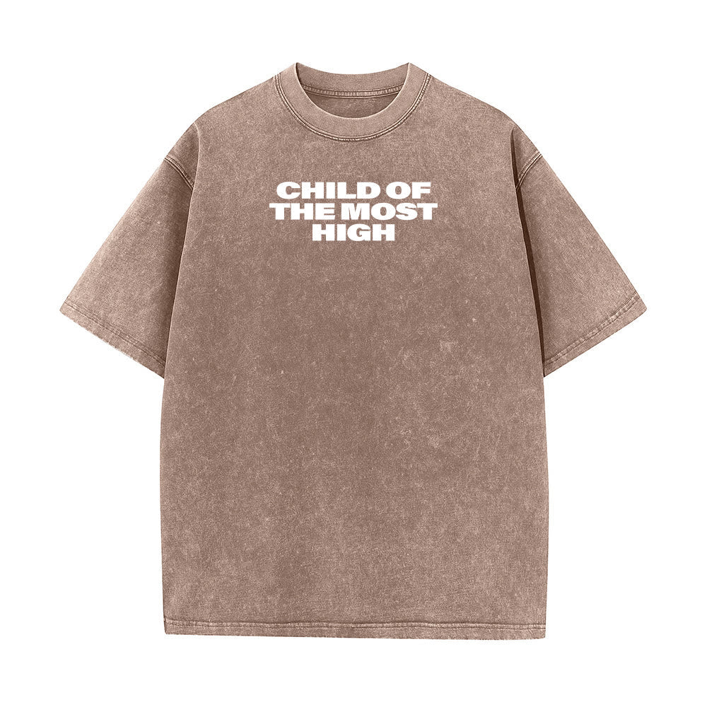 Christianartworkshop Child of the Most High Cross Bold Lettering Unisex Washed T-shirt