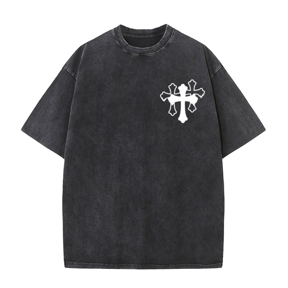 Christianartworkshop Moves Silent Prayers Loud Stylized Cross Mixed Lettering Unisex Washed T-shirt