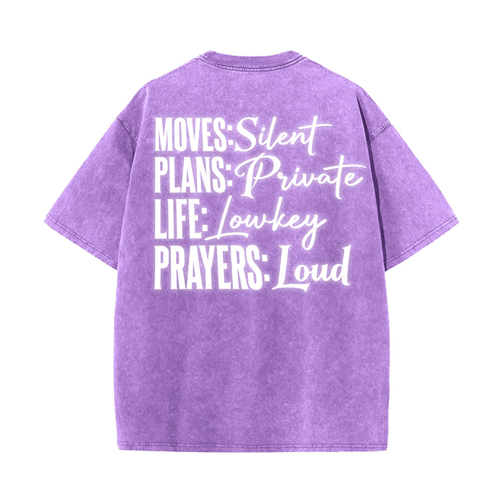 Christianartworkshop Moves Silent Prayers Loud Stylized Cross Mixed Lettering Unisex Washed T-shirt