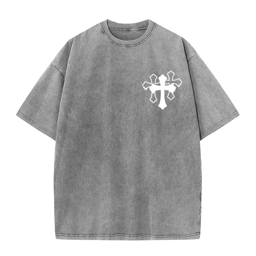 Christianartworkshop Moves Silent Prayers Loud Stylized Cross Mixed Lettering Unisex Washed T-shirt