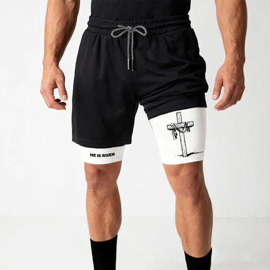 Christianartworkshop He Is Risen Resurrection Cross Performance Shorts