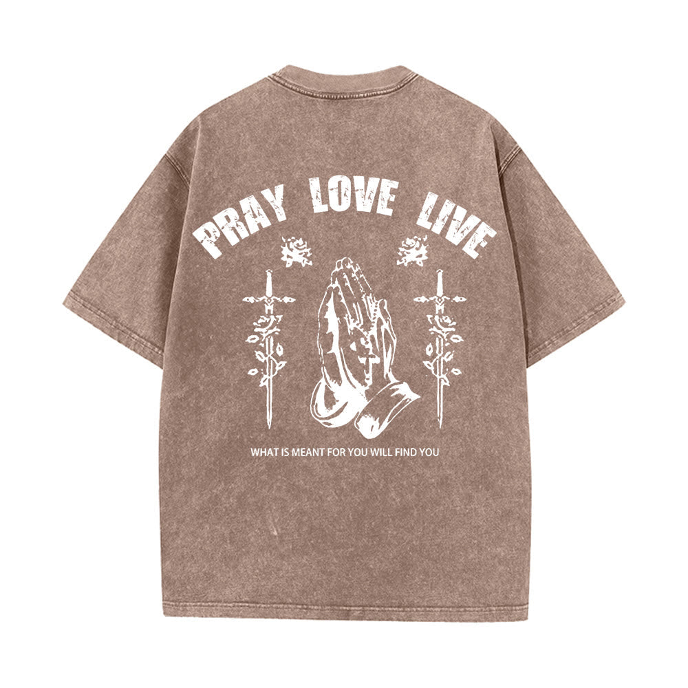 Christianartworkshop God Willing Pray Love Live Unisex Washed T-Shirt