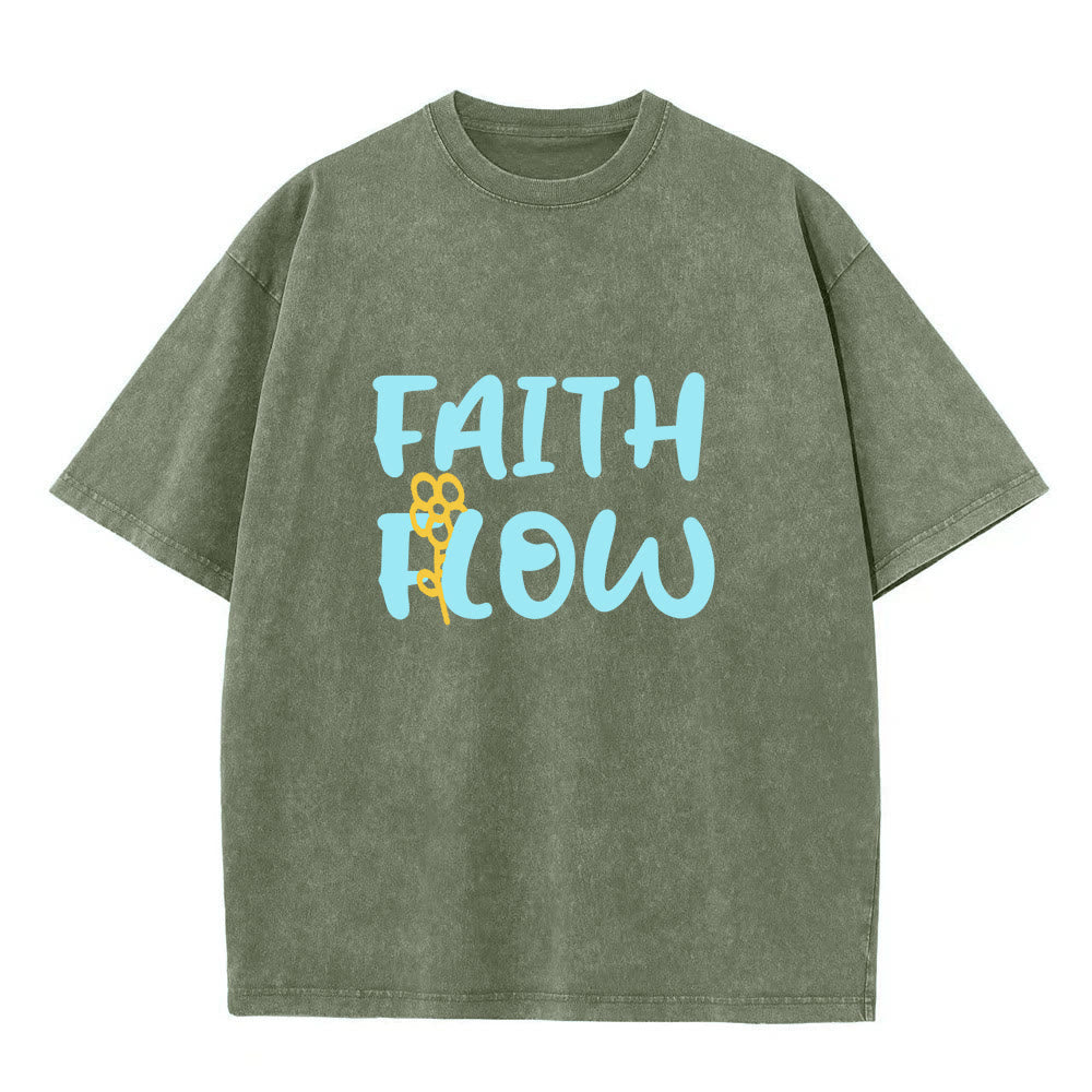 Christianartworkshop Faith Flow Floral Unisex Washed T-Shirt