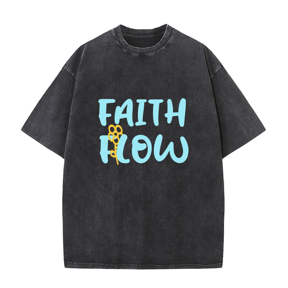 Christianartworkshop Faith Flow Floral Unisex Washed T-Shirt