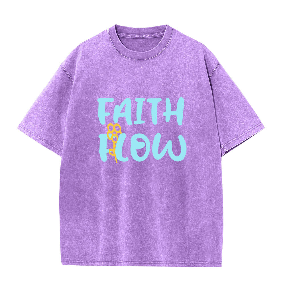 Christianartworkshop Faith Flow Floral Unisex Washed T-Shirt