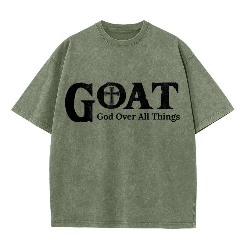 Christianartworkshop GOAT God Over All Things Unisex Washed T-Shirt