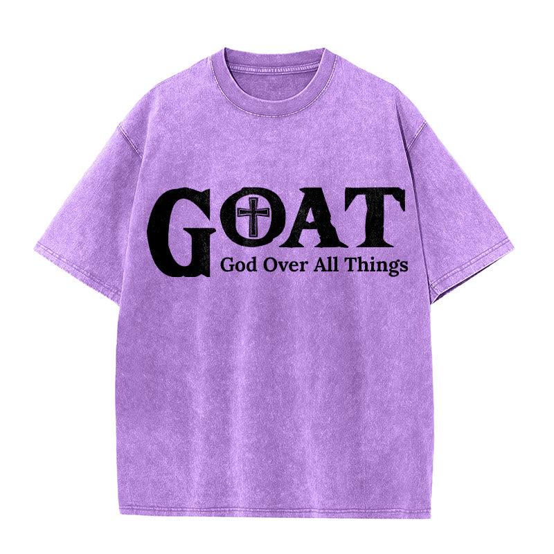 Christianartworkshop GOAT God Over All Things Unisex Washed T-Shirt
