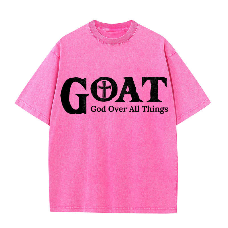 Christianartworkshop GOAT God Over All Things Unisex Washed T-Shirt