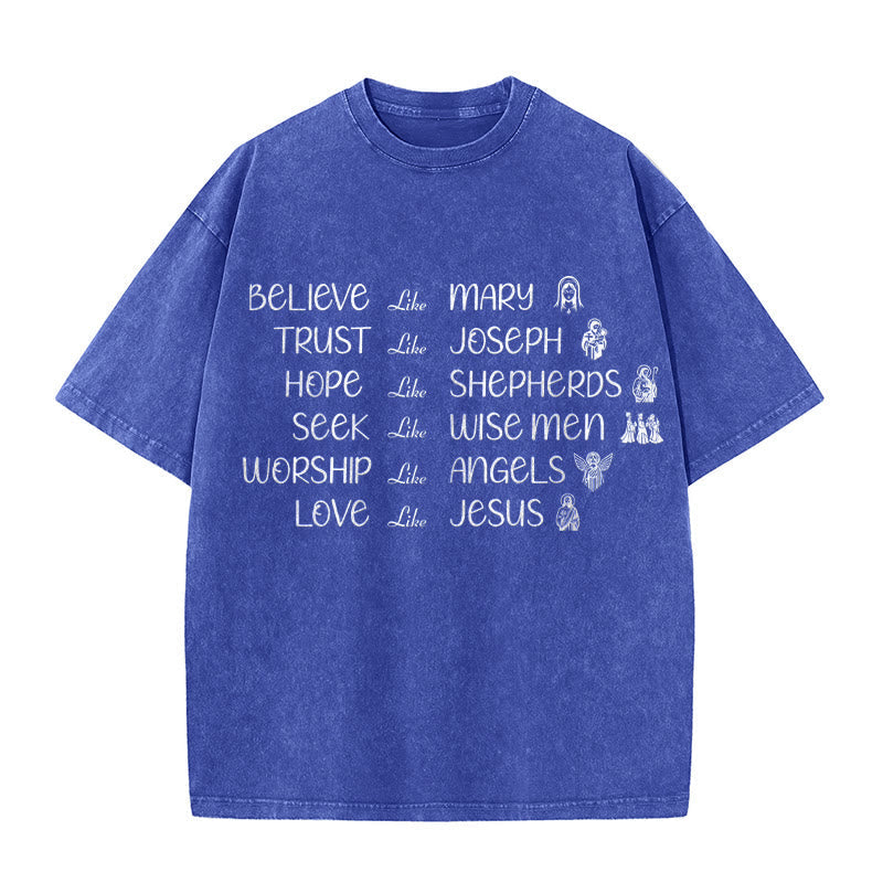 Christianartworkshop Bible Heroes Faith Statement Unisex Washed T-Shirt