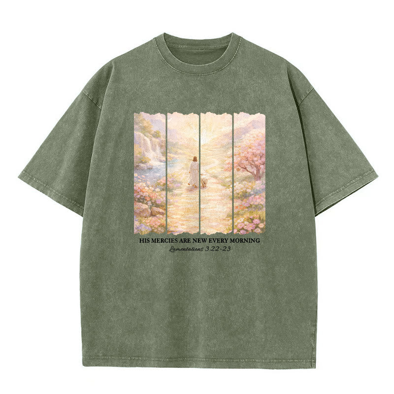 Christianartworkshop His Mercies Are New Every Morning Unisex Washed T-Shirt