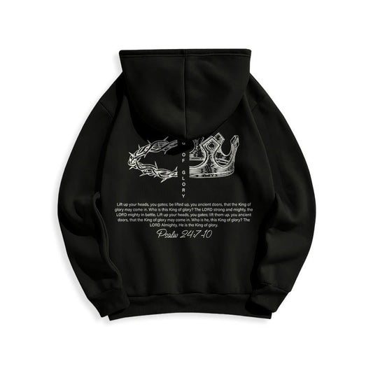 Quotation Style Jesus Is The King Fleece Lined Polyester Hoodie
