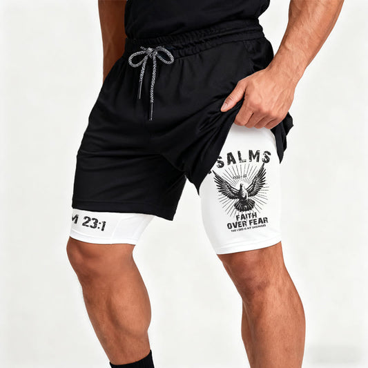 Christianartworkshop Psalms 23:1 Faith Over Fear Eagle Performance Shorts