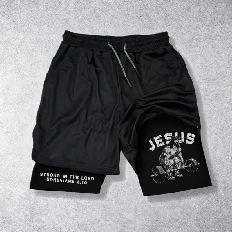 Christianartworkshop Ephesians 6:10 Jesus Weightlifting Performance Shorts